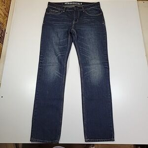 AEROPOSTALE Rivington Skinny Women's Sz 32 X 32 Dark Wash Straight 5 Pockets